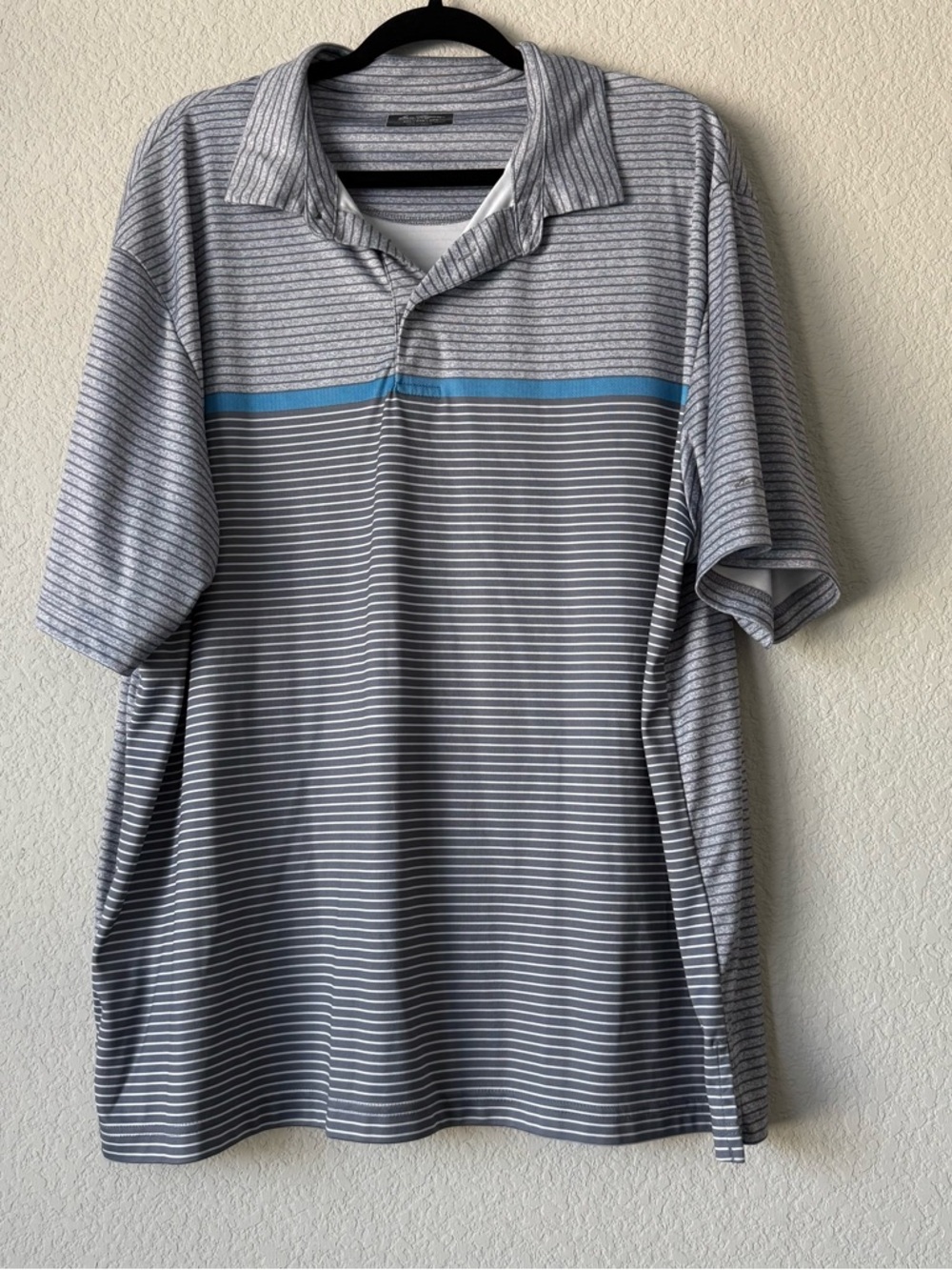 Hogan Grey Striped Polo with Blue Chest Stripe